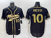 Men's Inter Miami CF #10 Lionel Messi Black Gold Cool Base Stitched Baseball Jersey,baseball caps,new era cap wholesale,wholesale hats